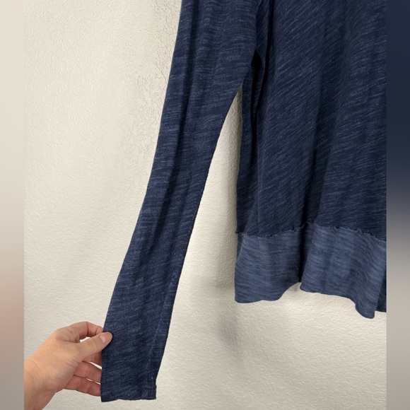 Free People Beach Cowl neck Cozy Blue Long Sleeve Top Coastal Beach Lagenlook - Picture 8 of 10